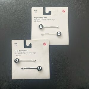 Lululemon Logo Bobby Pins - Black and Silver